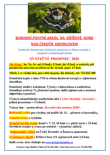 Prosinec 2020 v poutním areálu na Křížové hoře - program